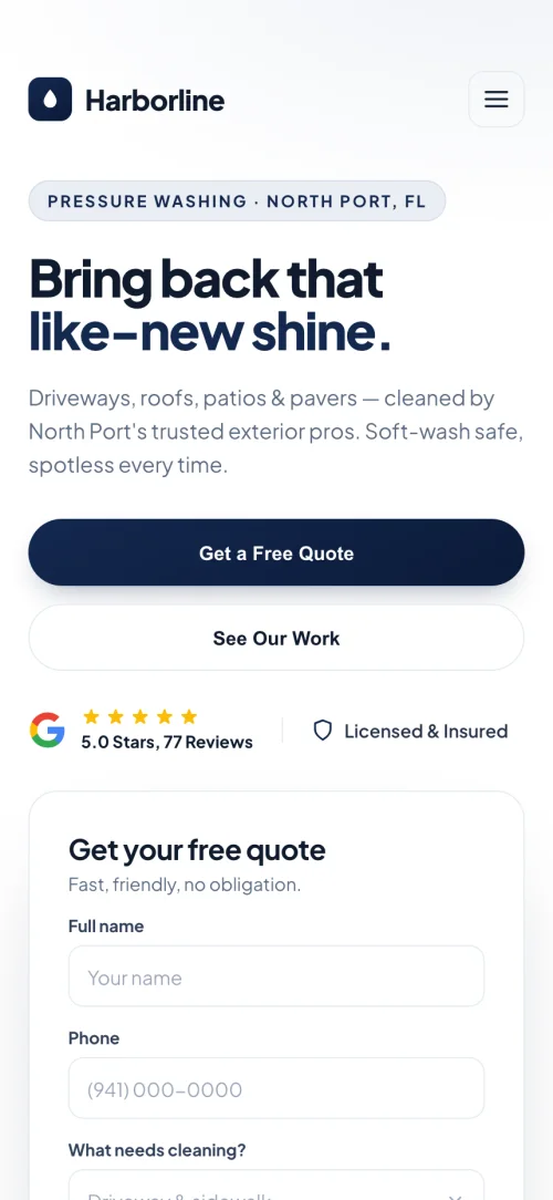 The same website shown on a phone